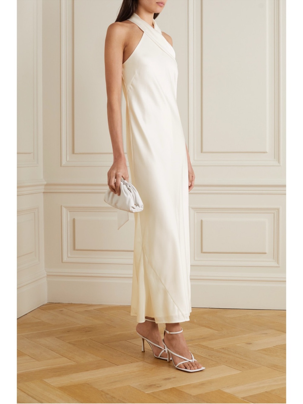 Galvan Pandora satin halterneck midi dress FR36